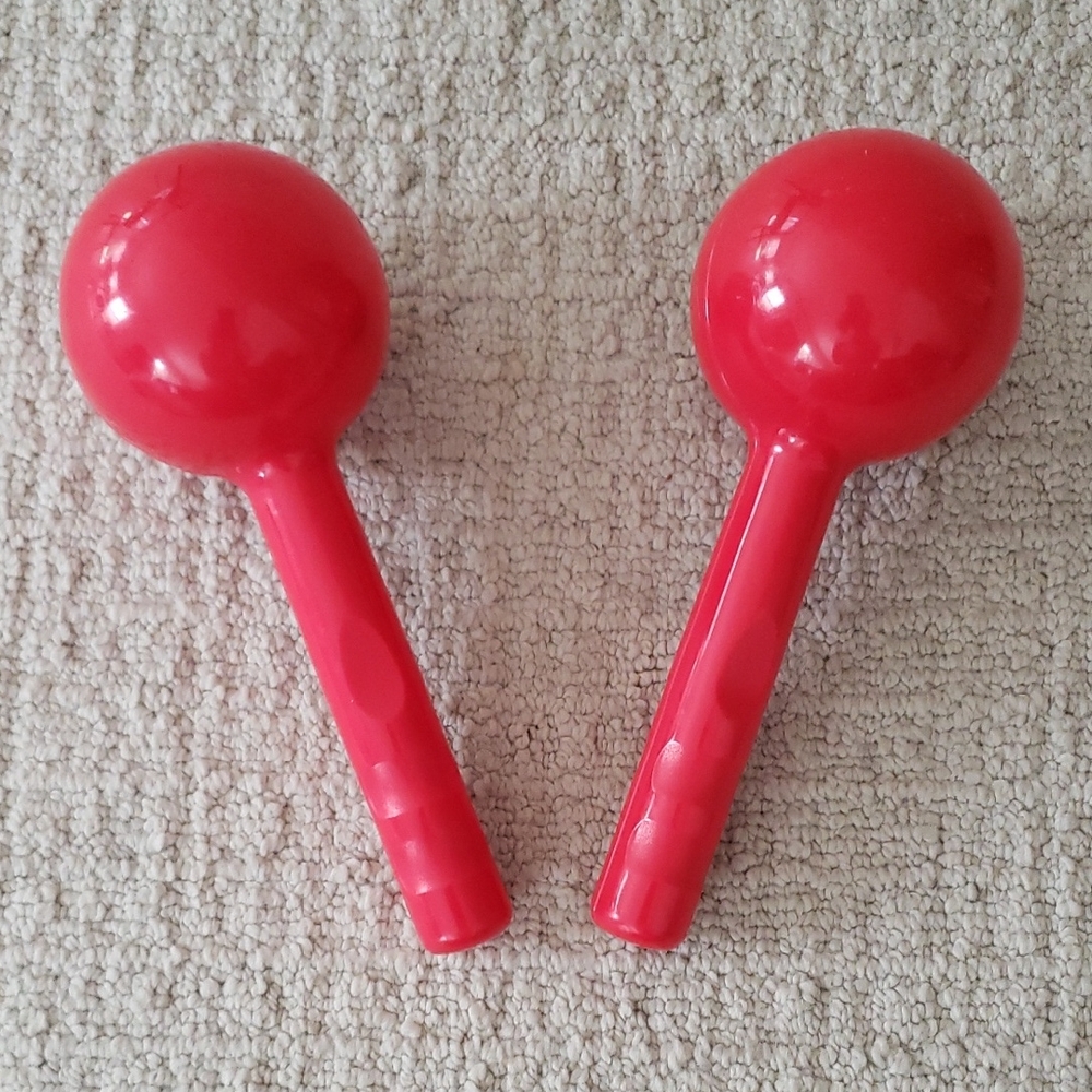 Bright Red Plastic Maracas Set